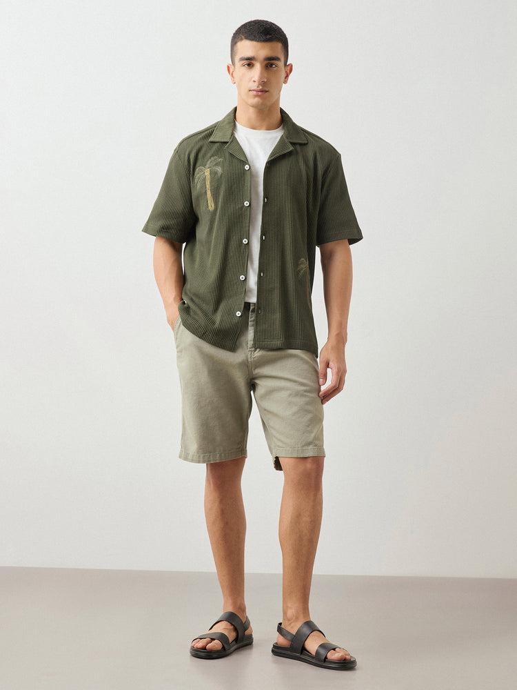 Relaxed Fit Chest Embroidery Shirt