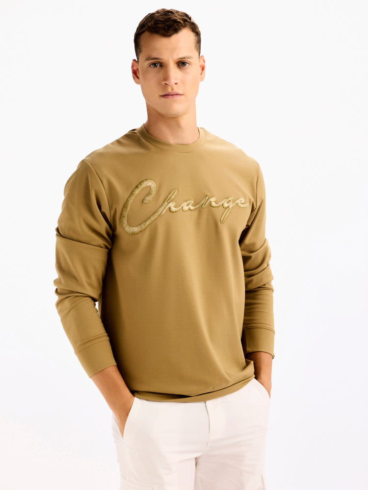 Cream Solid Sweatshirt