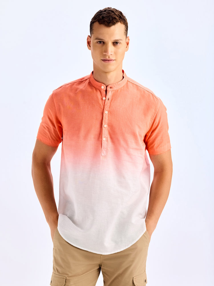 Orange Tie Dye Linen Kurta
