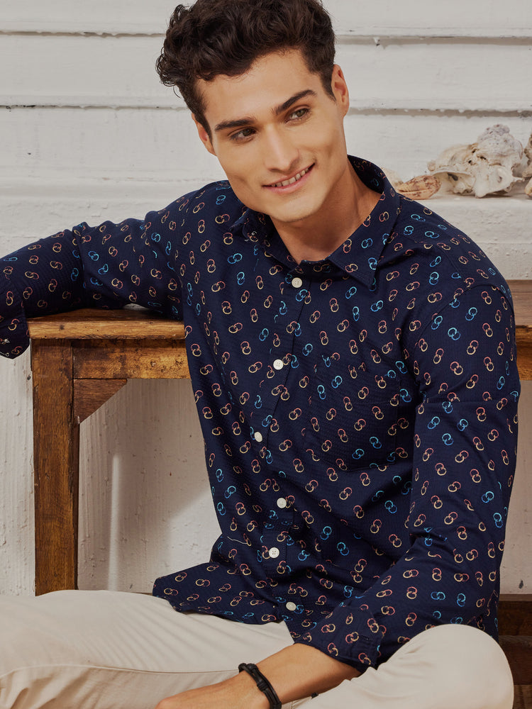 Navy Printed Shirt