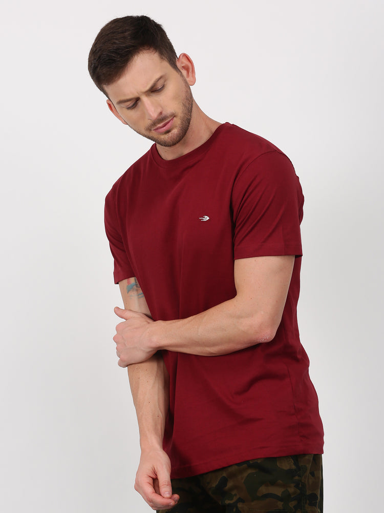 Maroon Cotton Crew Neck T-Shirt