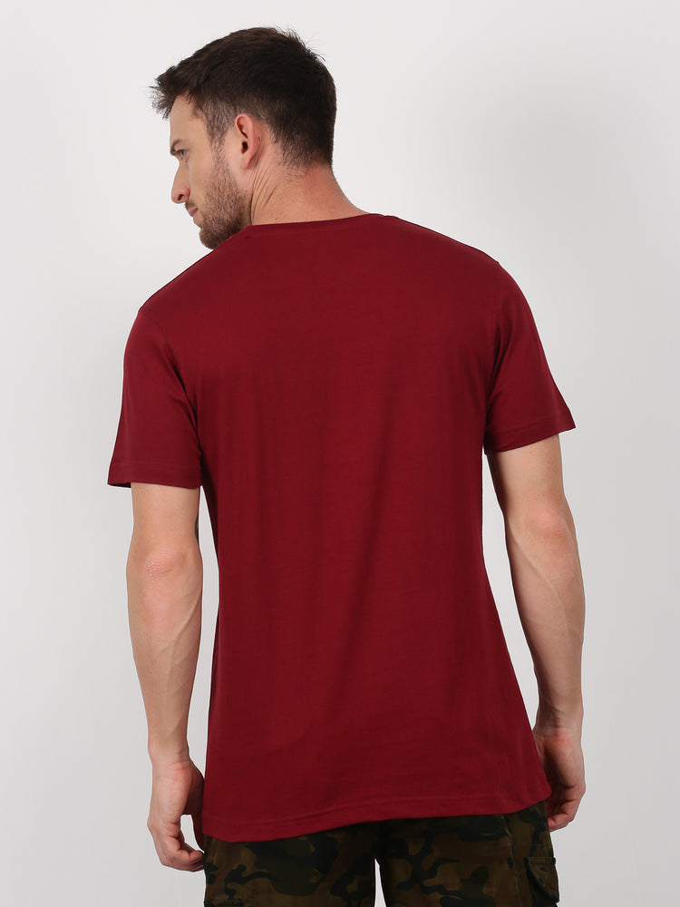 Maroon Cotton Crew Neck T-Shirt
