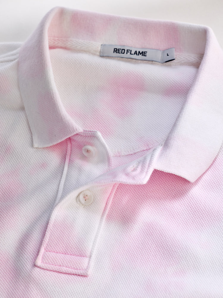 Pink Tie Dye Polo T-Shirt