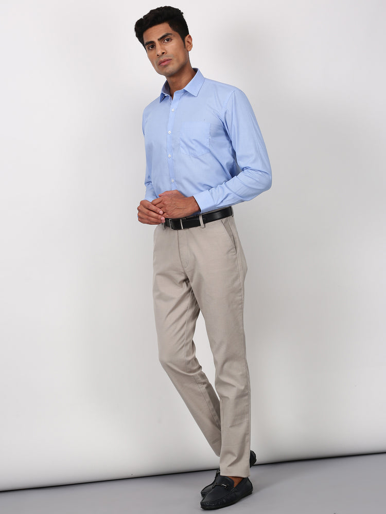 Blue Cotton Spread collar shirt