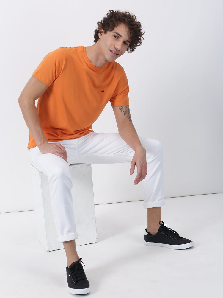 Saffron Cotton Crew Neck T-Shirt
