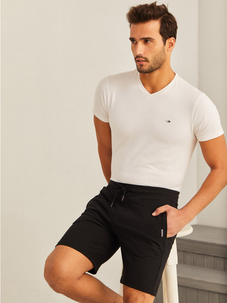 Black Knits Jacquard Shorts