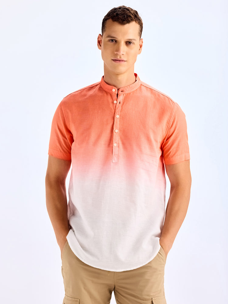 Orange Tie Dye Linen Kurta