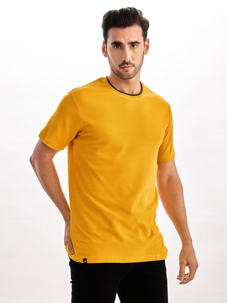Yellow Cotton Crew T-Shirts