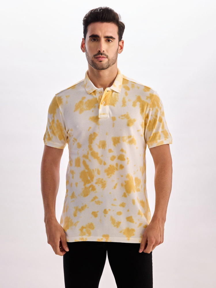 Yellow Tie Dye Polo T-Shirt