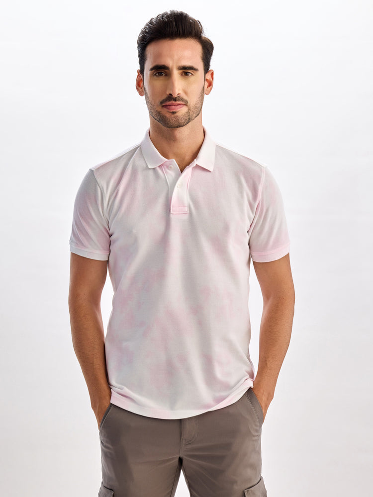 Pink Tie Dye Polo T-Shirt
