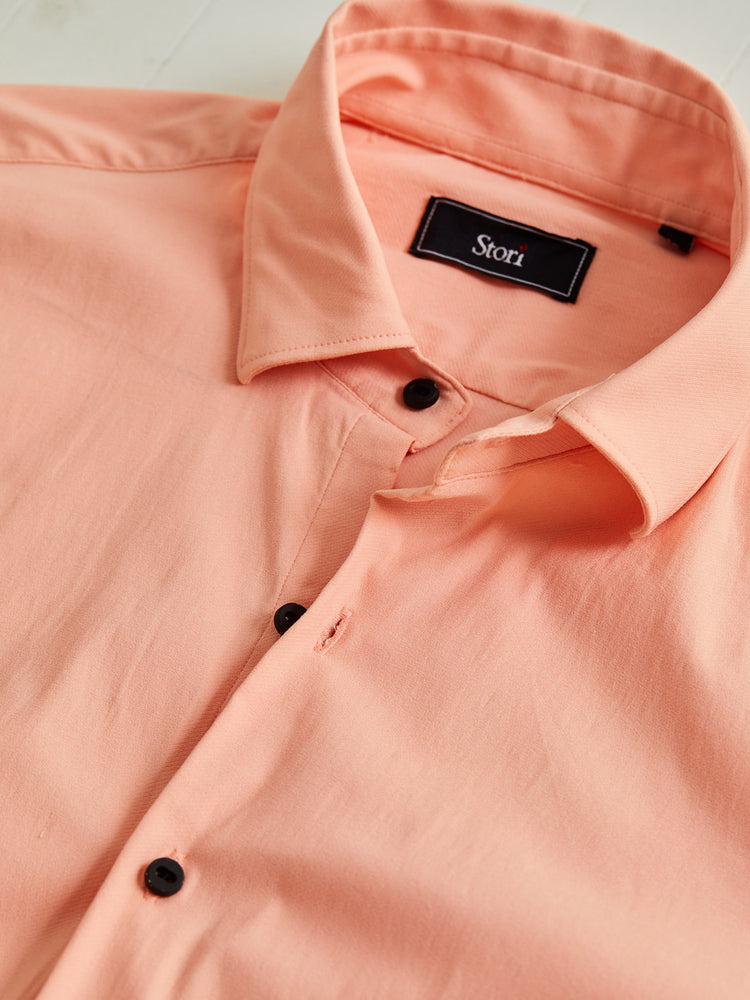 Orange Poly Stretch Cut-Way Collar Shirt