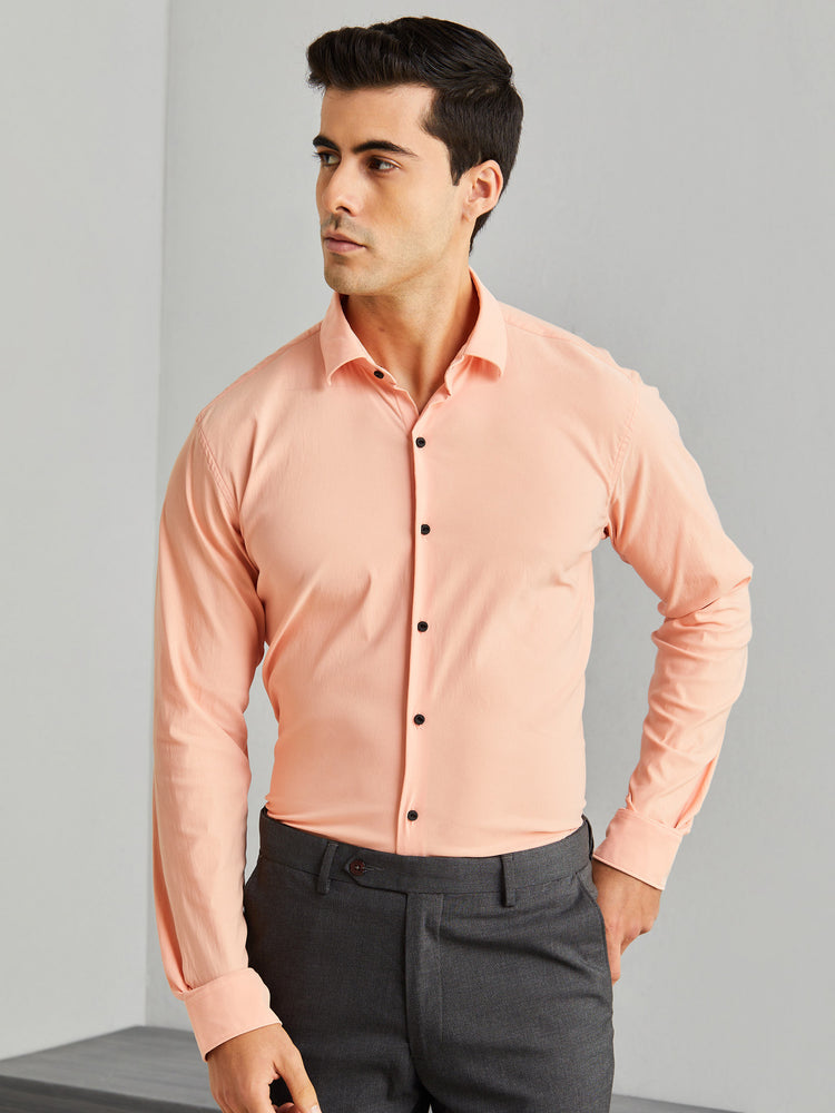 Orange Poly Stretch Cut-Way Collar Shirt