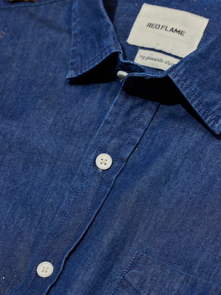 Navy Silky Denim Shirt