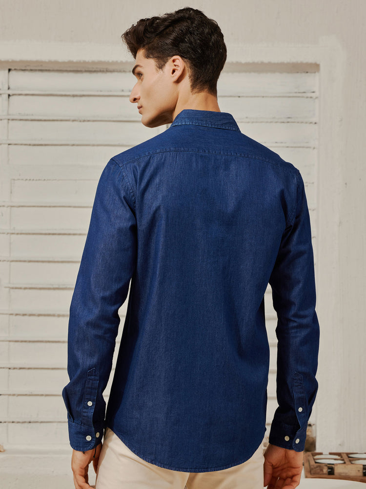 Navy Silky Denim Shirt