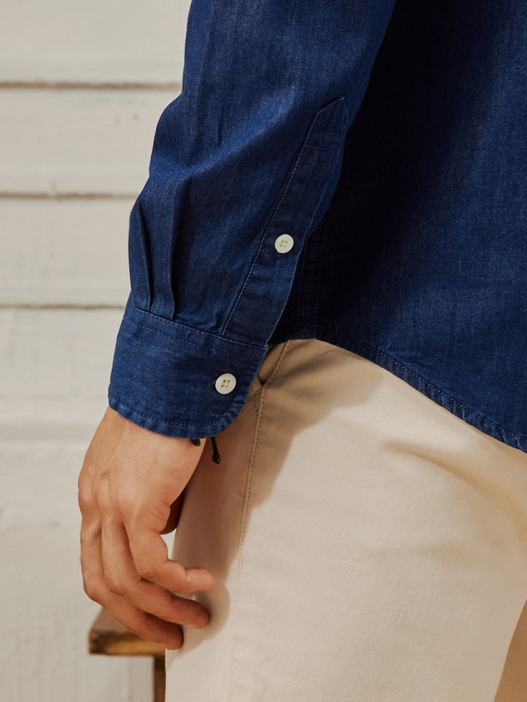 Navy Silky Denim Shirt