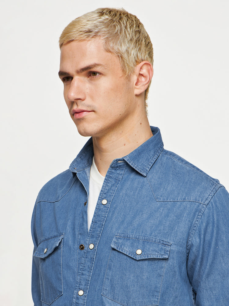 Double Pocket Silky Denim Shirt
