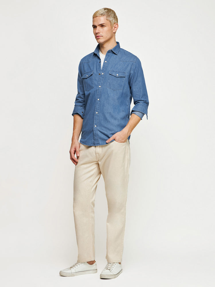 Double Pocket Silky Denim Shirt