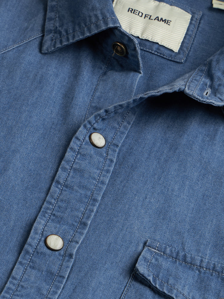 Double Pocket Silky Denim Shirt