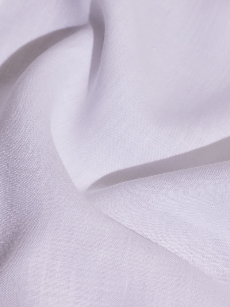 White Linen Spread Collar Shirt
