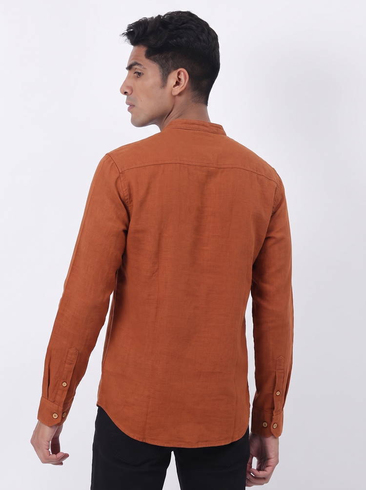 Rust Plain Casual Kurta