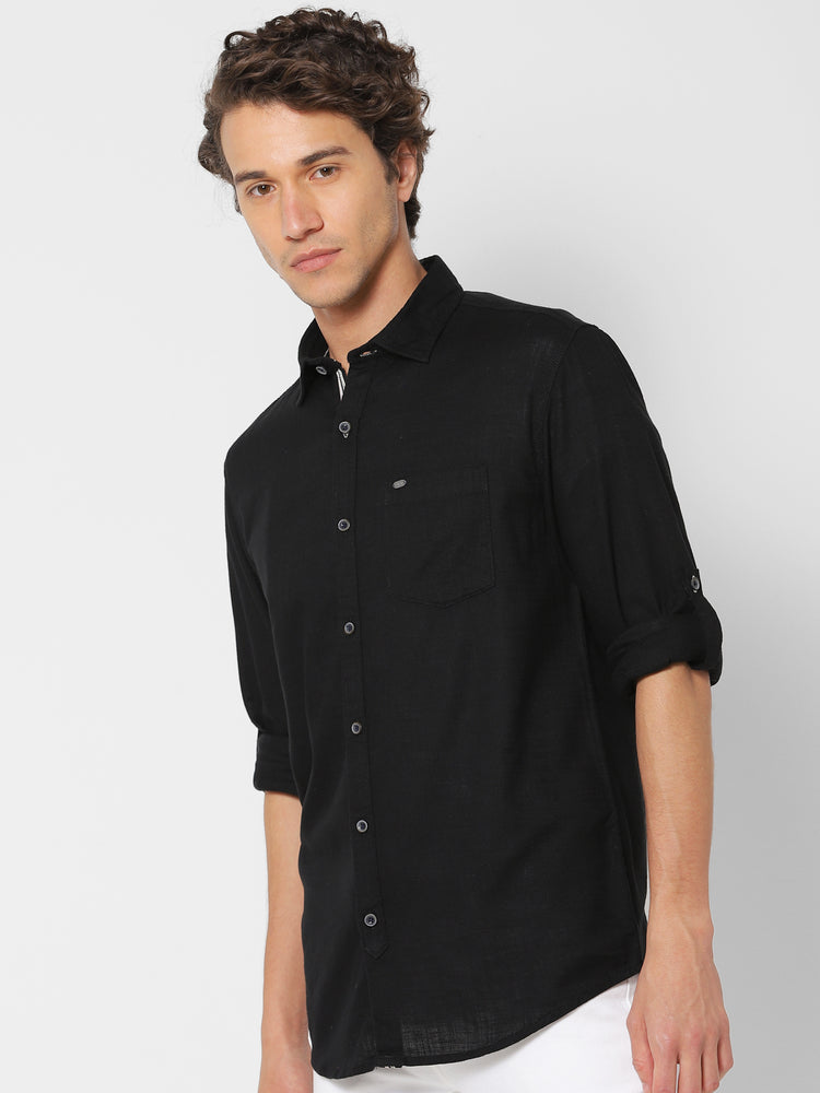 Black Plain Casual Shirt