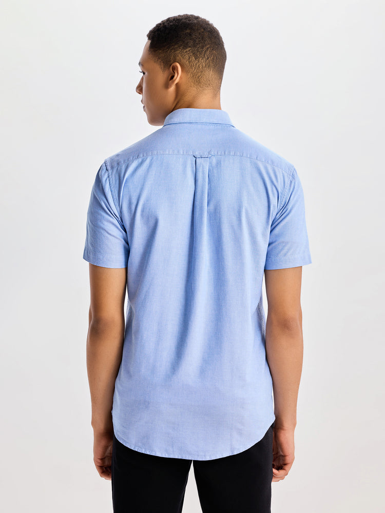 Blue Plain Pure Cotton Shirt