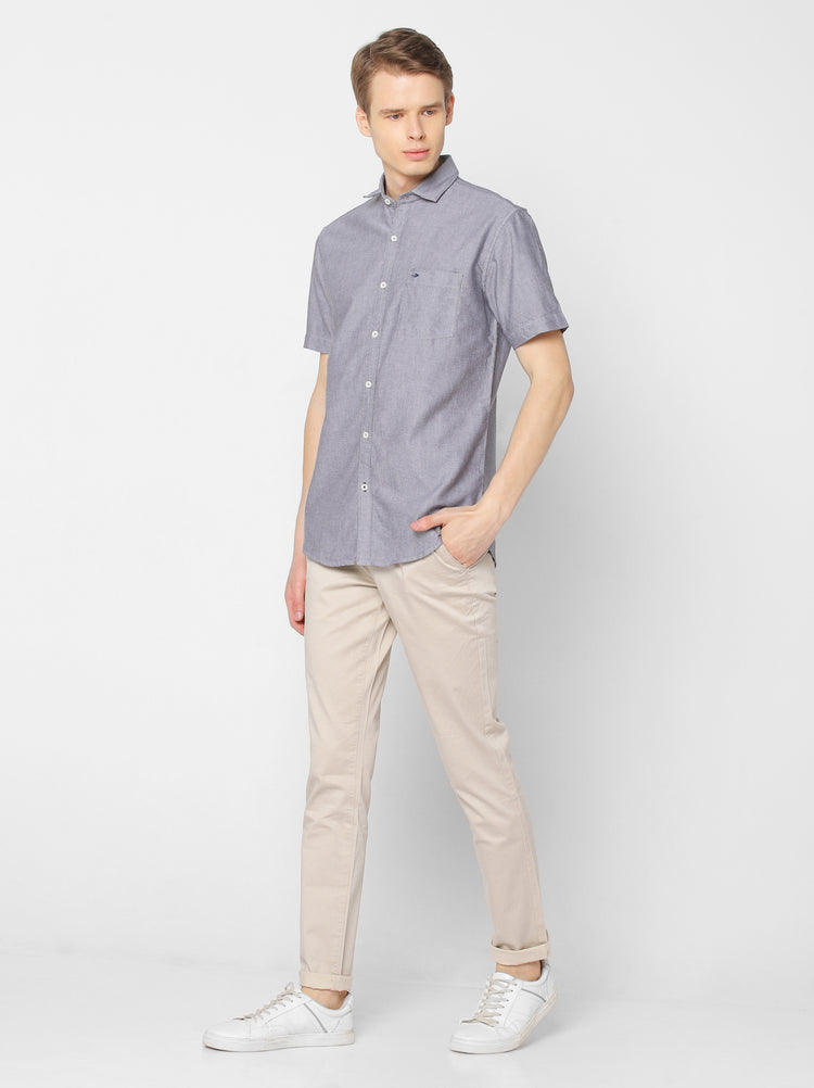 Grey Plain Casual Shirt