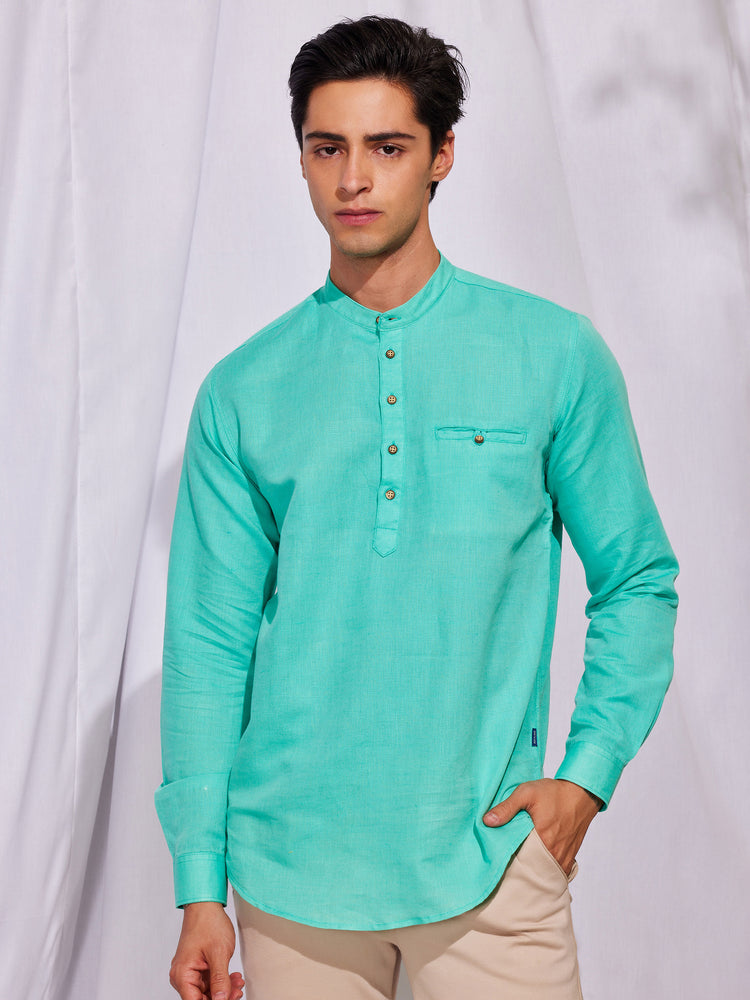 Aqua Green Plain Kurta