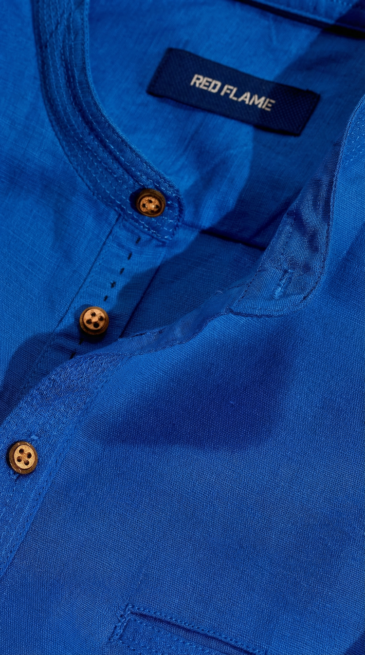 Blue Linen Plain Kurta