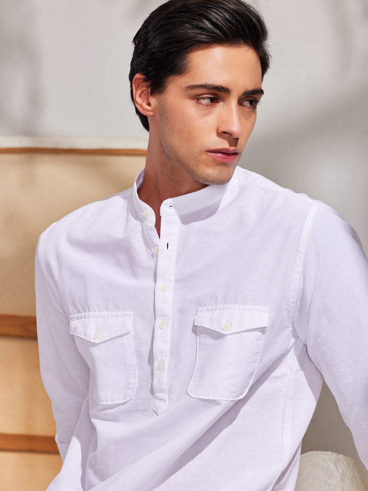 White Double Pocket Kurta