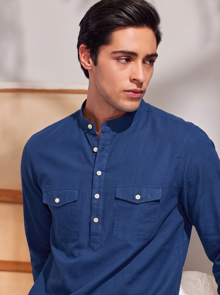 Navy Plain Kurta