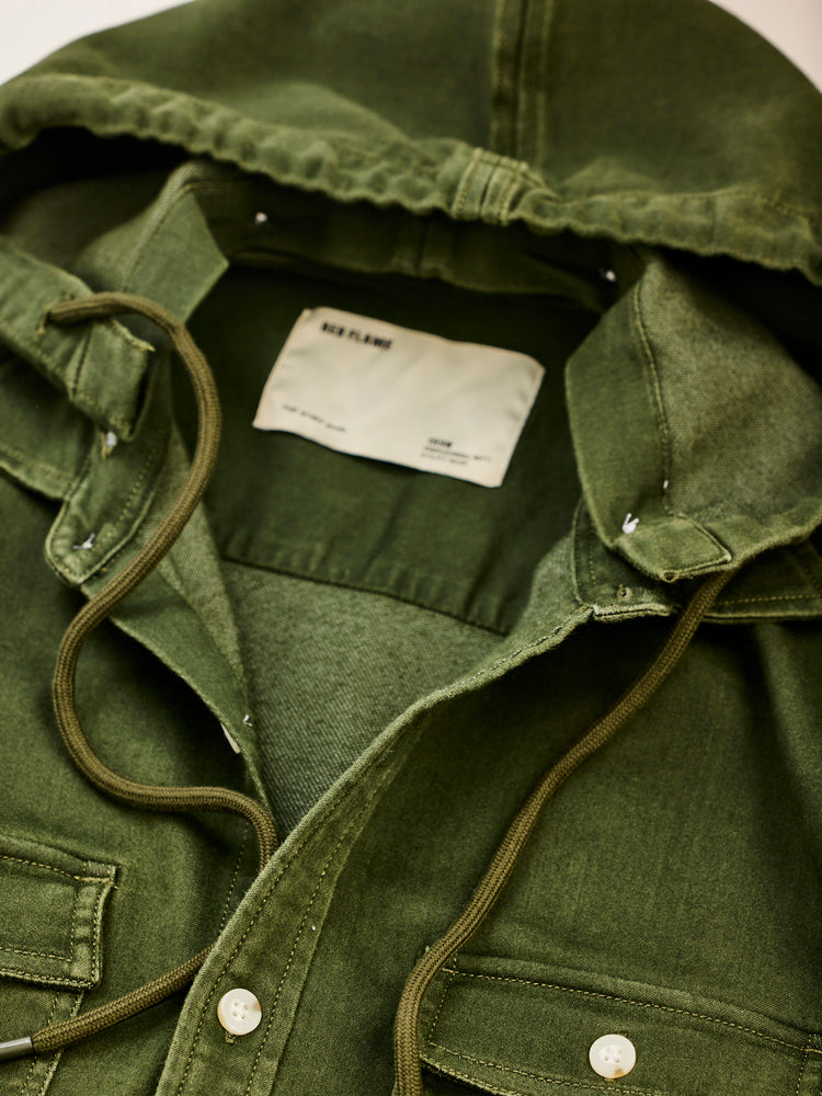 Olive Hooded Denim Shirt