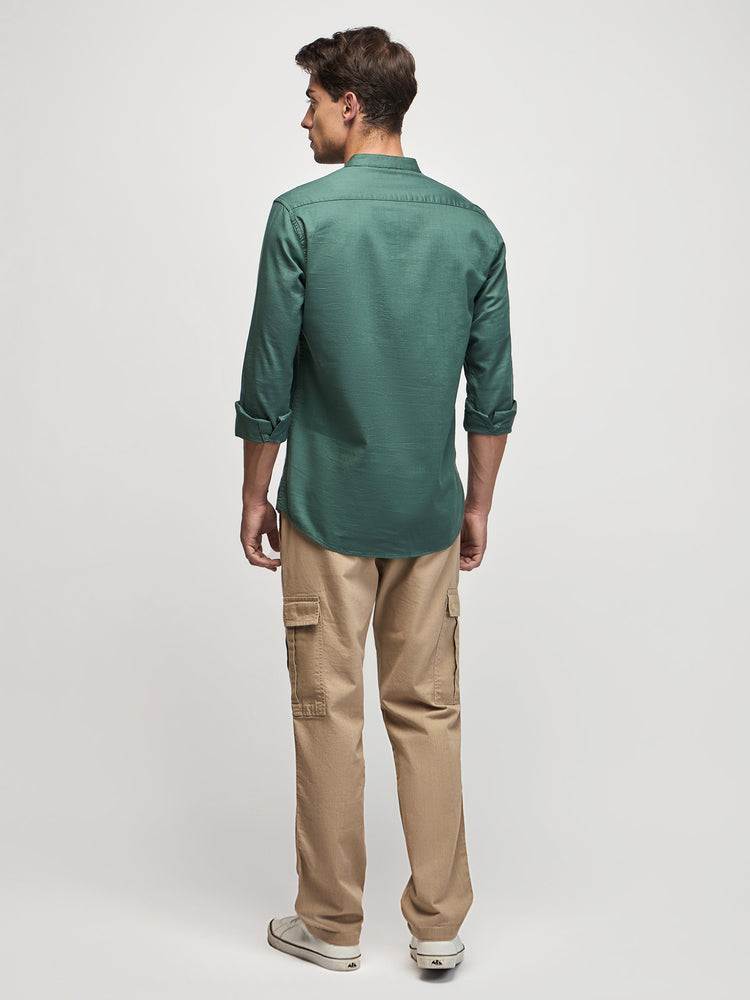 Green Cotton Mandarin Kurtas