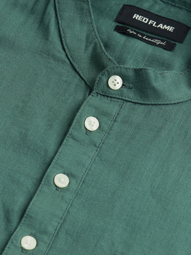 Green Cotton Mandarin Kurtas