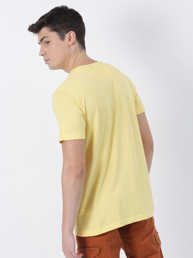 Yellow Cotton Crew Neck T-Shirt