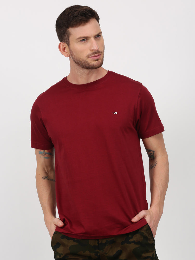 Maroon Cotton Crew Neck T-Shirt