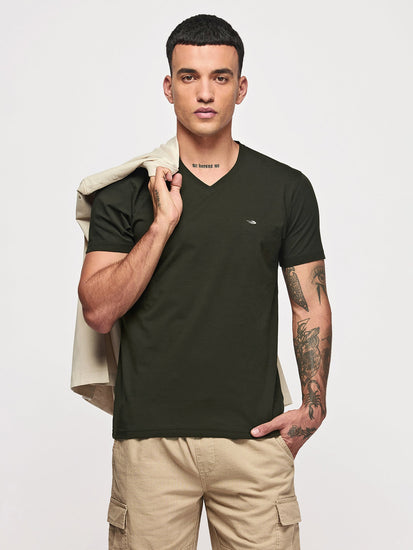 Cotton Stretch V-neck T-Shirt