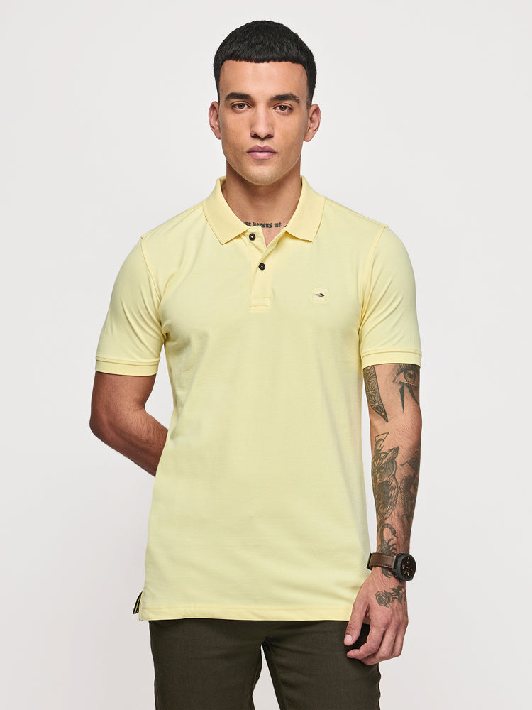 Yellow Cotton Stretch Polo T-Shirts