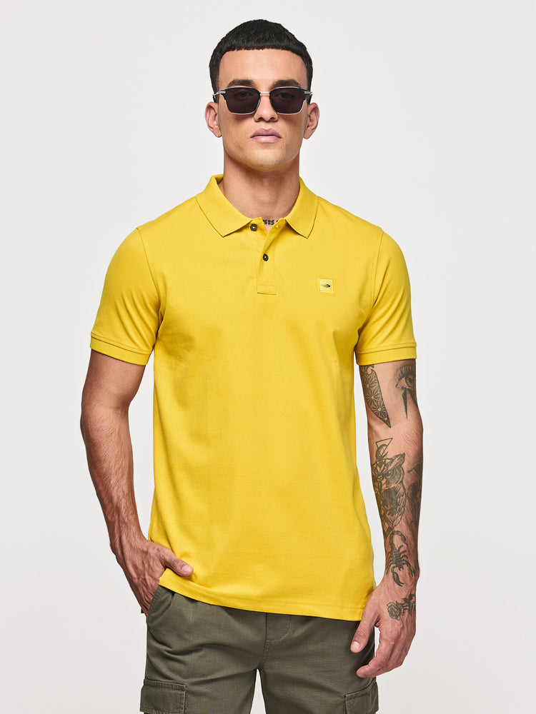 Yellow Cotton Stretch Polo T-Shirts
