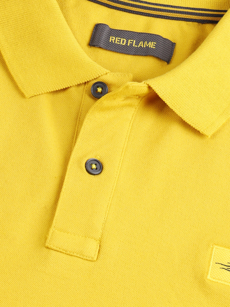 Yellow Cotton Stretch Polo T-Shirts