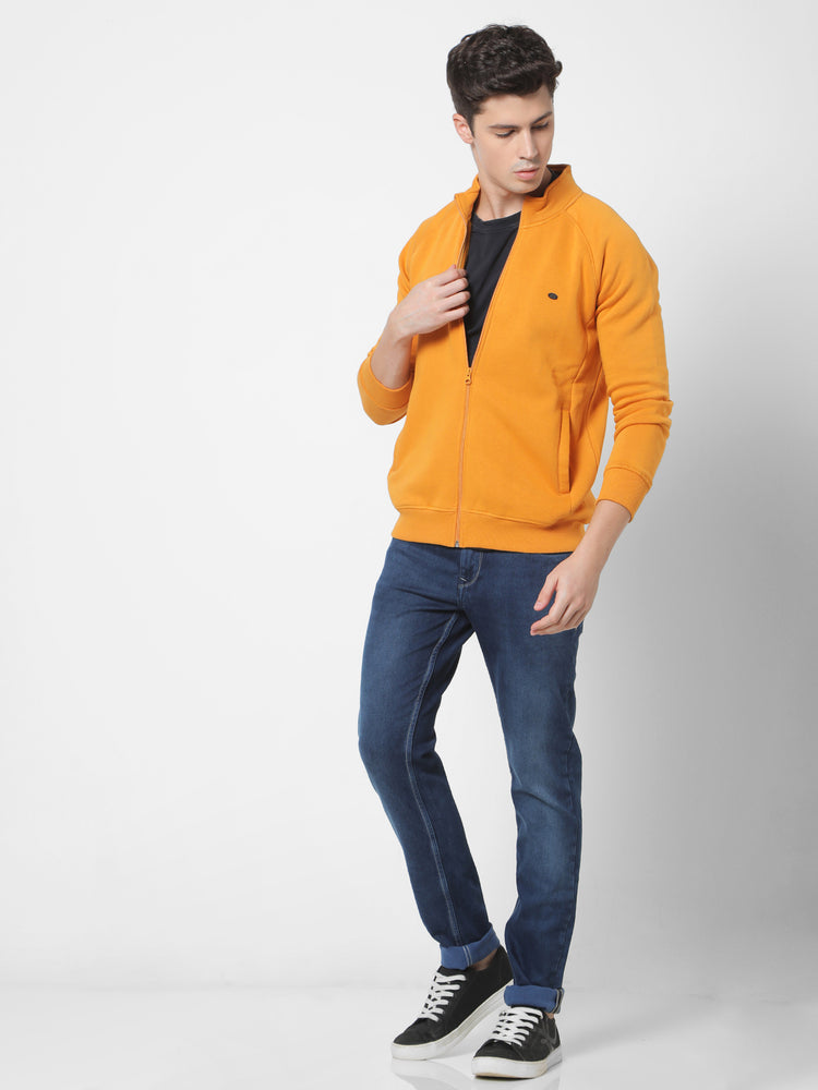 Yellow Plain Casual Sweatshirt