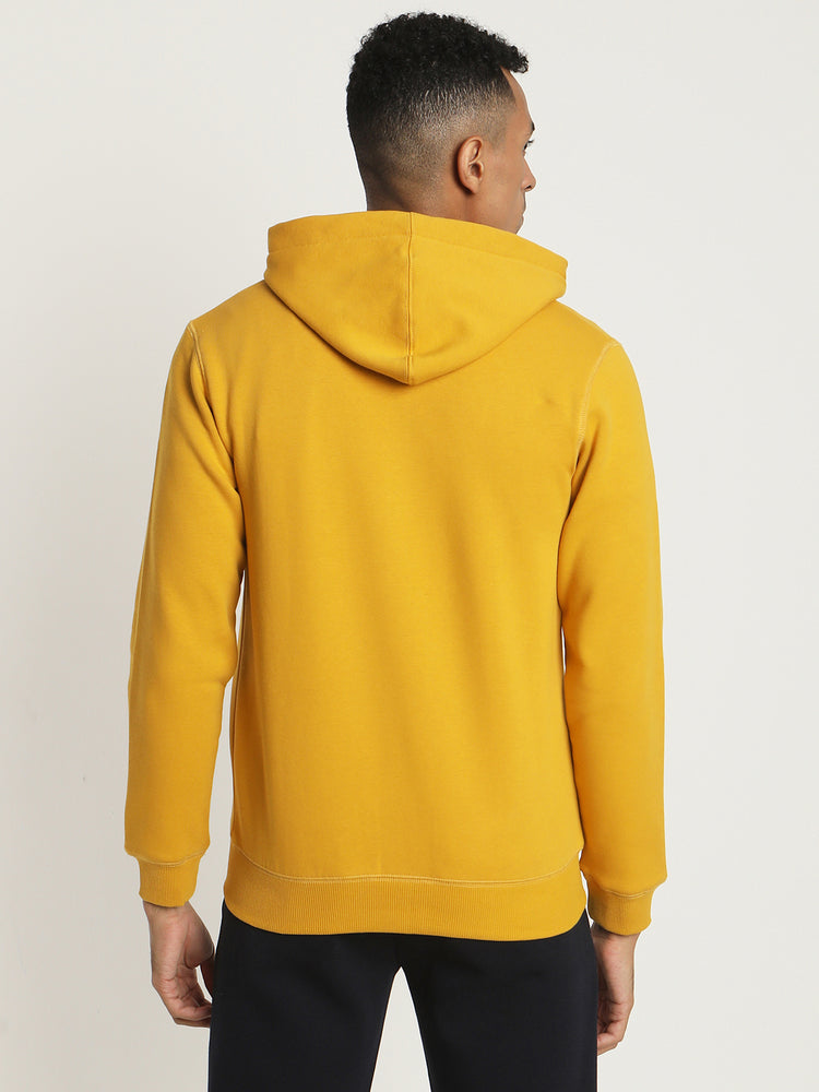 Yellow Plain Casual Sweatshirt