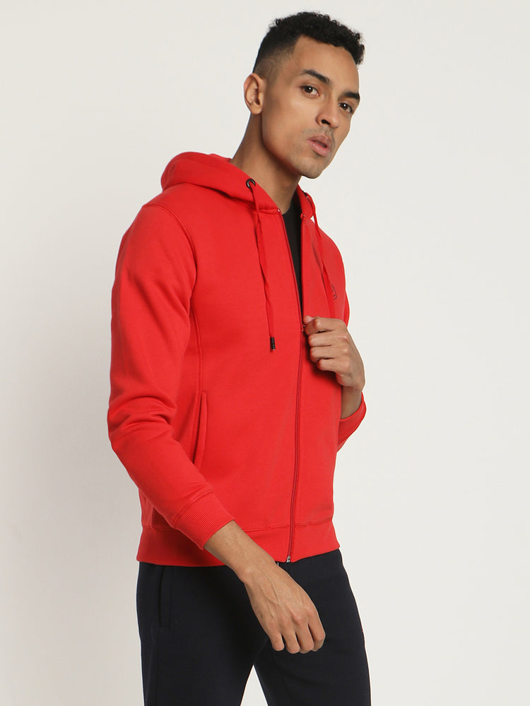 Red Plain Casual Sweatshirt