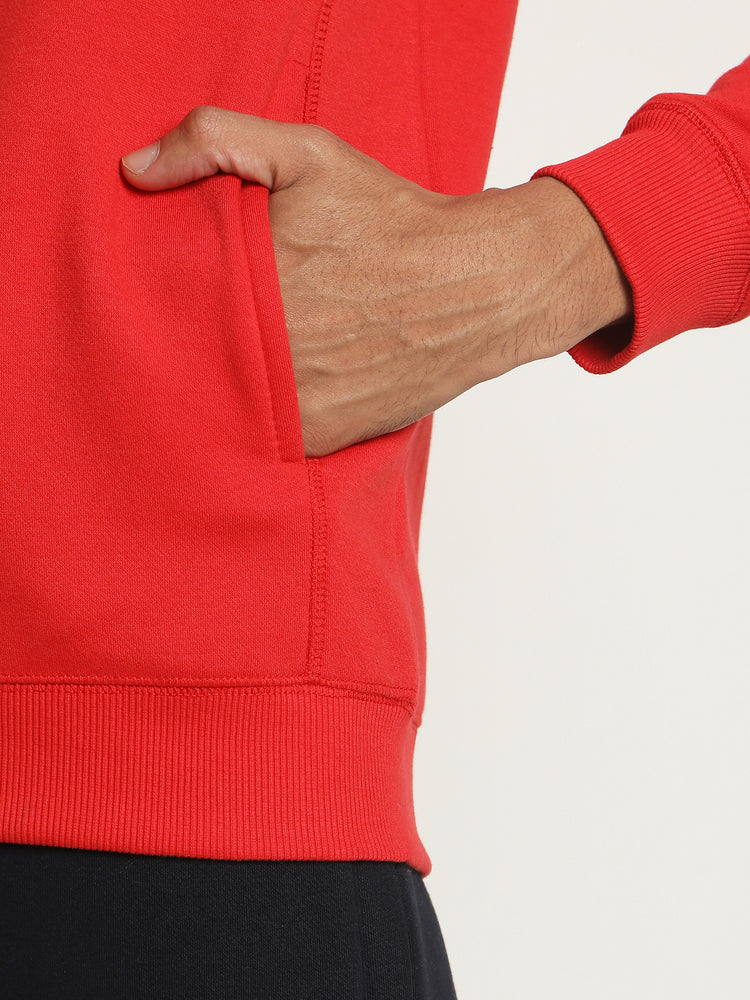 Red Plain Casual Sweatshirt