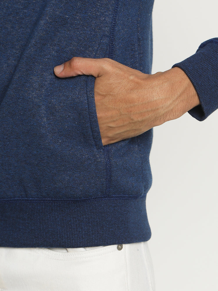 Blue Plain Casual Sweatshirt