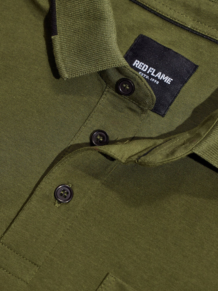Wine Cotton Stretch Polo Collar T-Shirt
