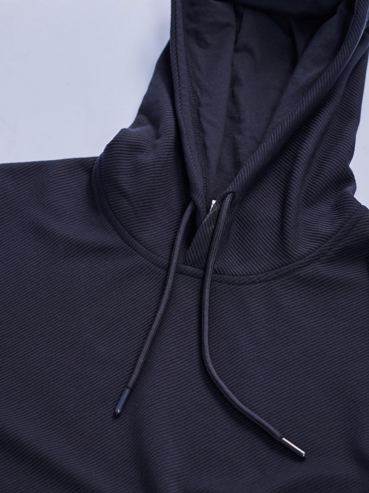 Navy Ottoman Crew Neck Hooded Sweatshirt