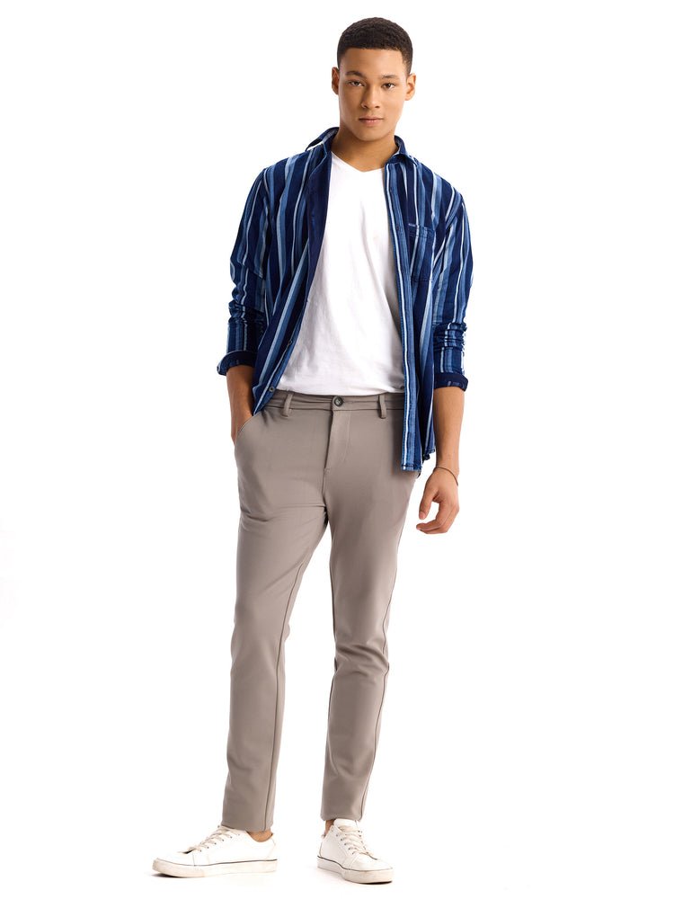 Light Teal Grey Ultra Slim Fit Stretch Trouser