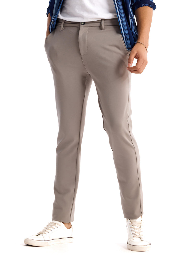 Light Teal Grey Ultra Slim Fit Stretch Trouser