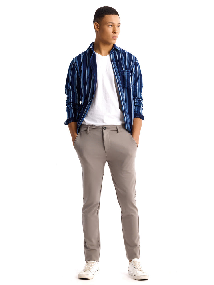 Light Teal Grey Ultra Slim Fit Stretch Trouser